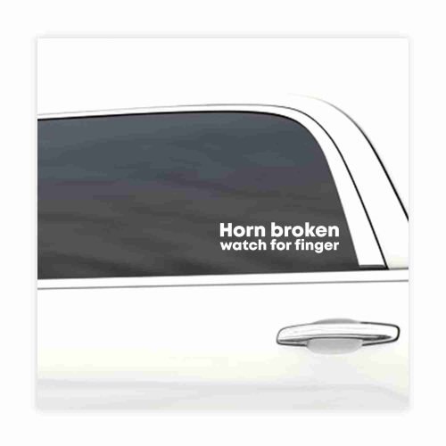 Horn Broken Look For Finger car decal, funny sticker