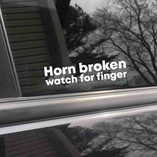 Horn Broken Look For Finger car decal, funny sticker